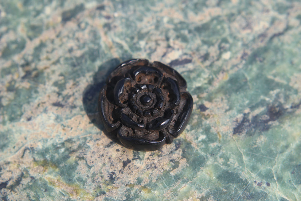 Thumbnail: Whitby Jet Yorkshire Rose Carving