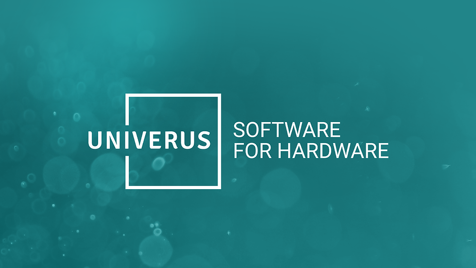 White Univerus Software for Hardware logo on teal background