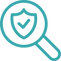 Icon of a magnifying glass with a shield and checkmark inside to show boundary transparency