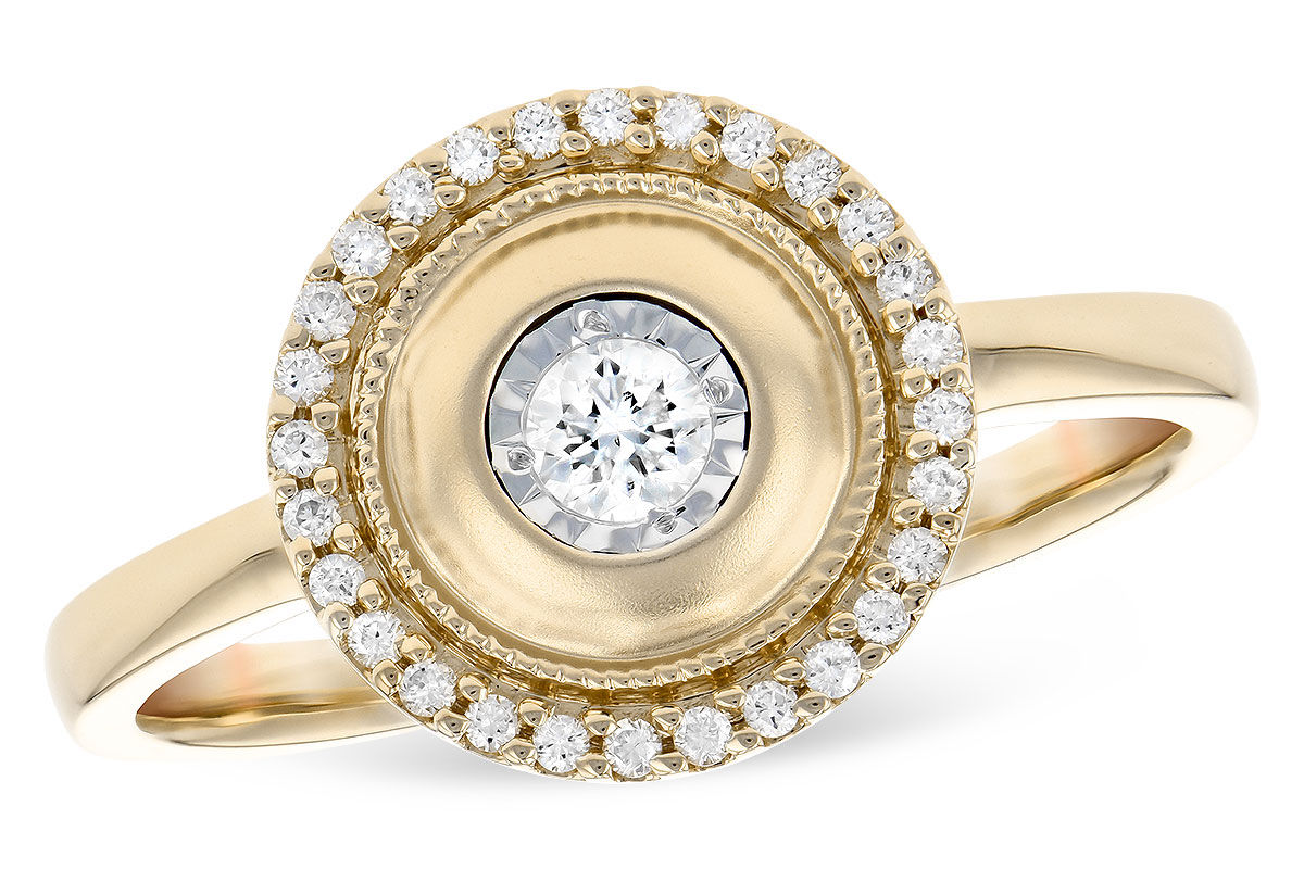 14 Kt. Yellow Gold and Diamond Illusion Halo Ring