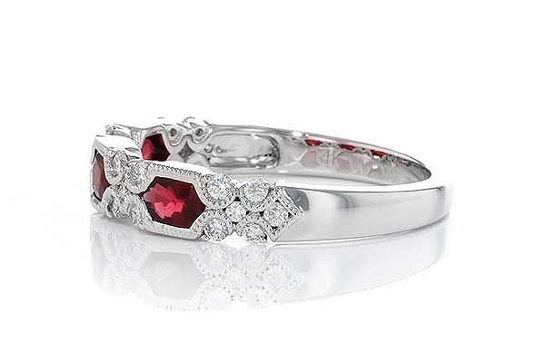 Thumbnail: 14 Kt. White Gold, Ruby & Diamond Band