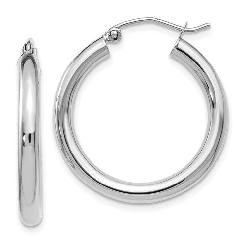 14 Kt. White Gold Hoop Earrings