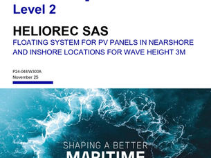 HelioRec Achieves Bureau Veritas Approval in Principle (AiP) Level II for W300A Floating Solar Technology