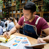 Restaurateur Carrying Out a Business Plan... Not a Necessary Task with a Business Cash Advance... Funda in 48 Hours too!