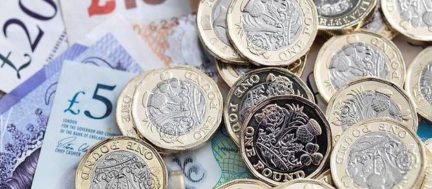 GB£ cash + coins.
