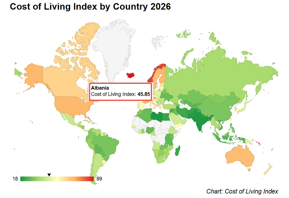 Source: Cost of Living Index by Country 2026