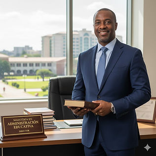 Smiling Principal Holding a Master of Science Degree