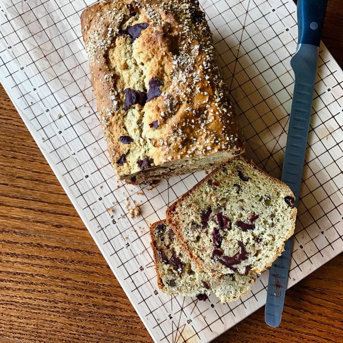 Banana Chocolate Cranberry Oat Bread