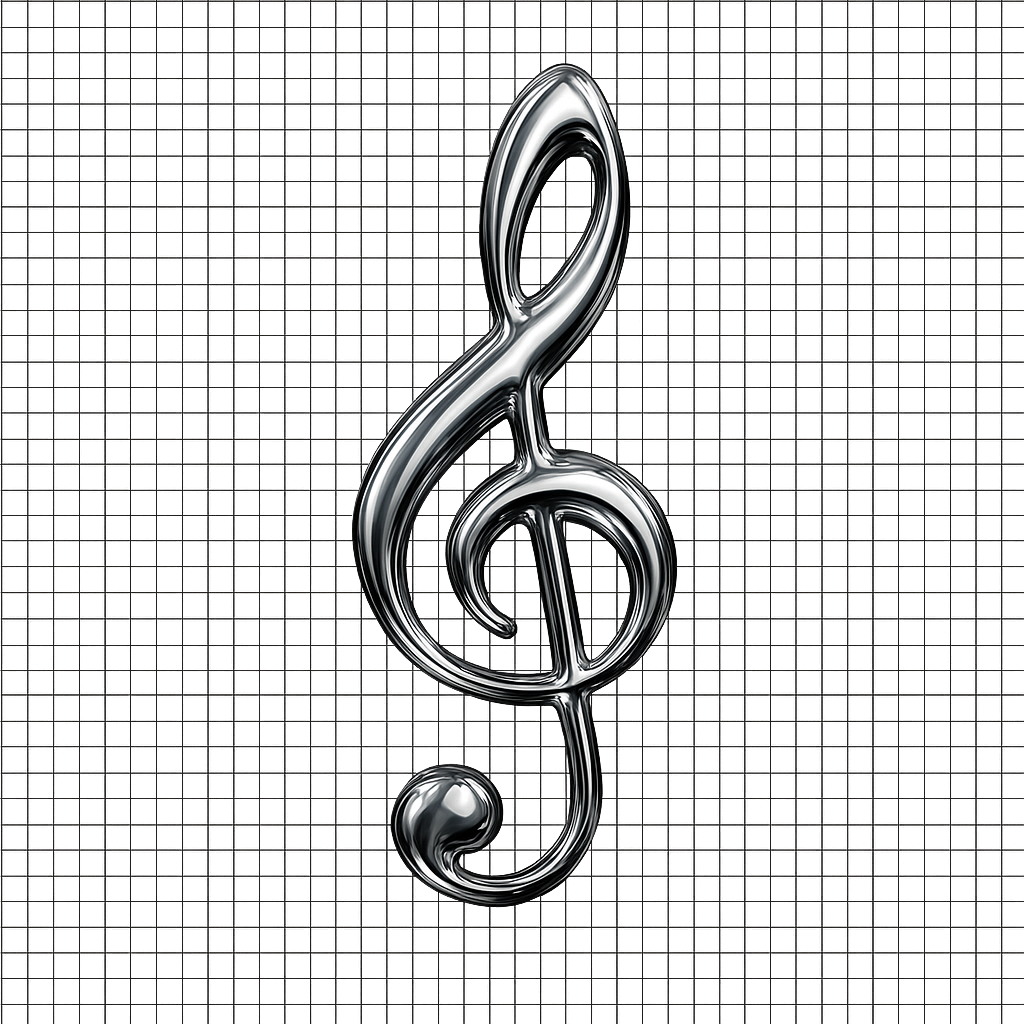 metallic treble clef icon