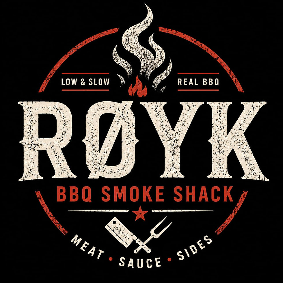 RØYK BBQ SMOKE SHACK logo on black background