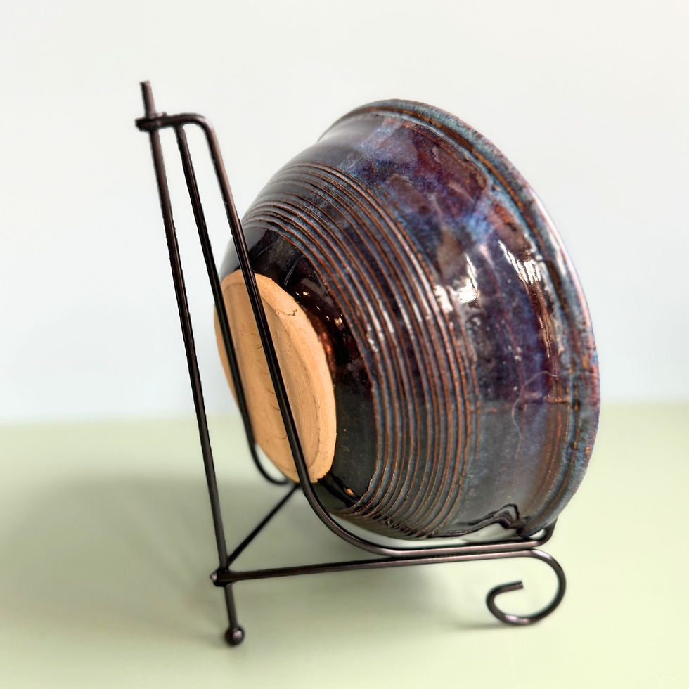 Thumbnail: Vintage Handthrown Studio Pottery Bowl 7" Signed Cary