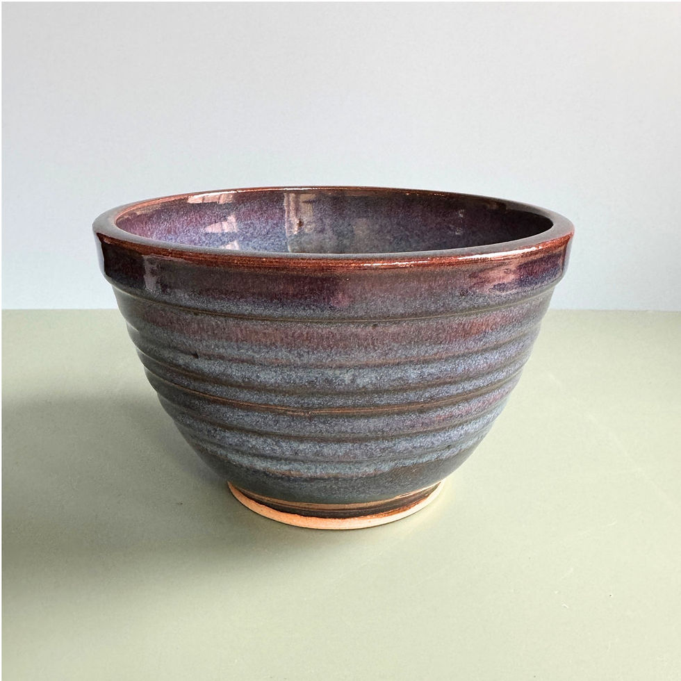 Thumbnail: Handthrown Blue and Purple Studio Pottery Bowl Signed Ron Morris
