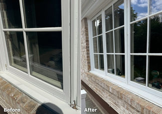 Refurbishing wooden window frames.