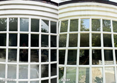 Foggy glass. Replacement of a foggy window. Before and after.