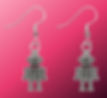 Silver robot earrings with small mechanical design