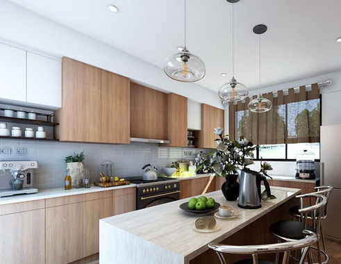 Elegant and modern kitchen with island counter