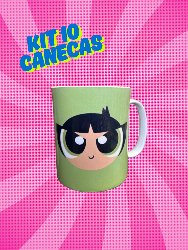 Miniatura: Kit 10 Canecas Meninas Superpoderosas Polímero Plástico 350ml
