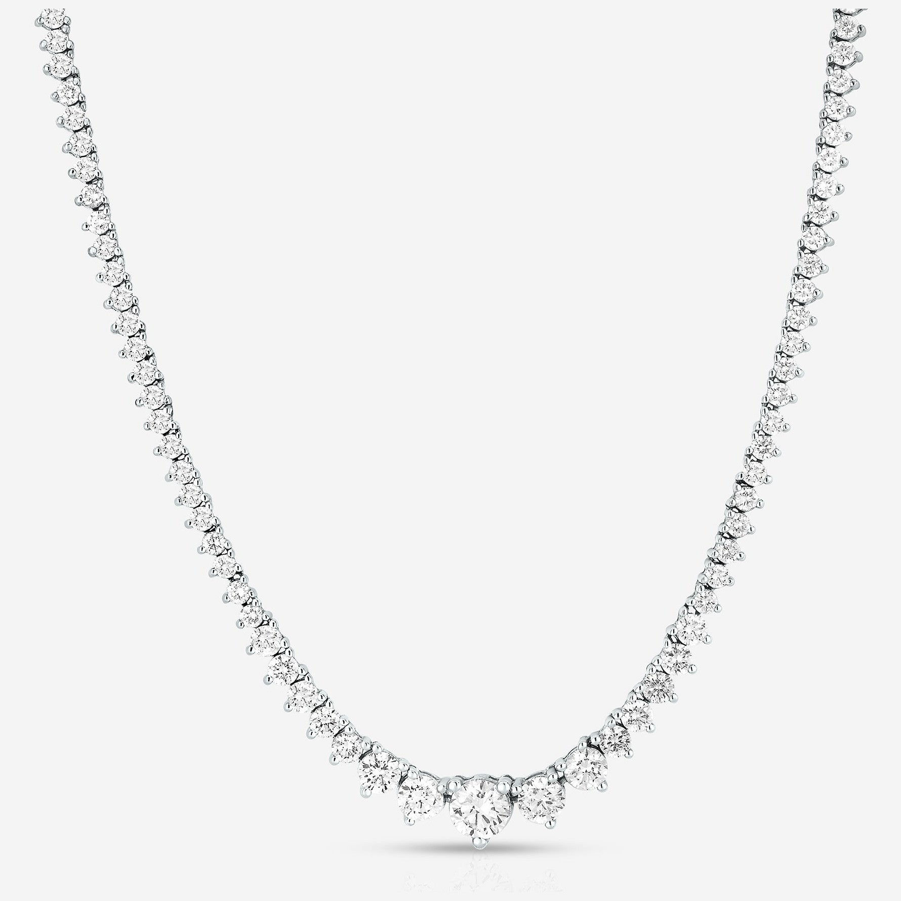15 CTW Created Moissanite Graduated Tennis Necklace - G-H Color, SI Clarity