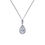 Thumbnail: Silver necklace with pendant made of a delicate curl of pave set stones surrounding a tear cut stone