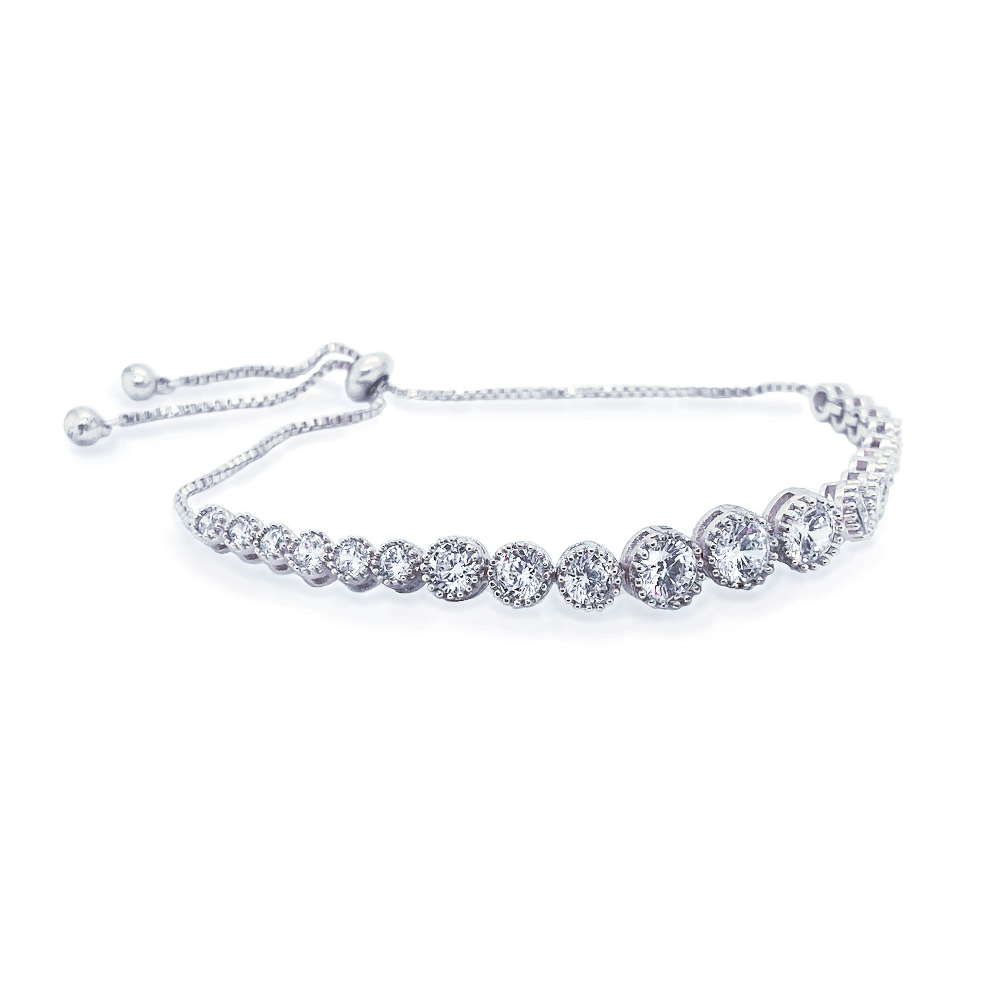 Silver and cubic Zirconia bracelet with toggle fastening