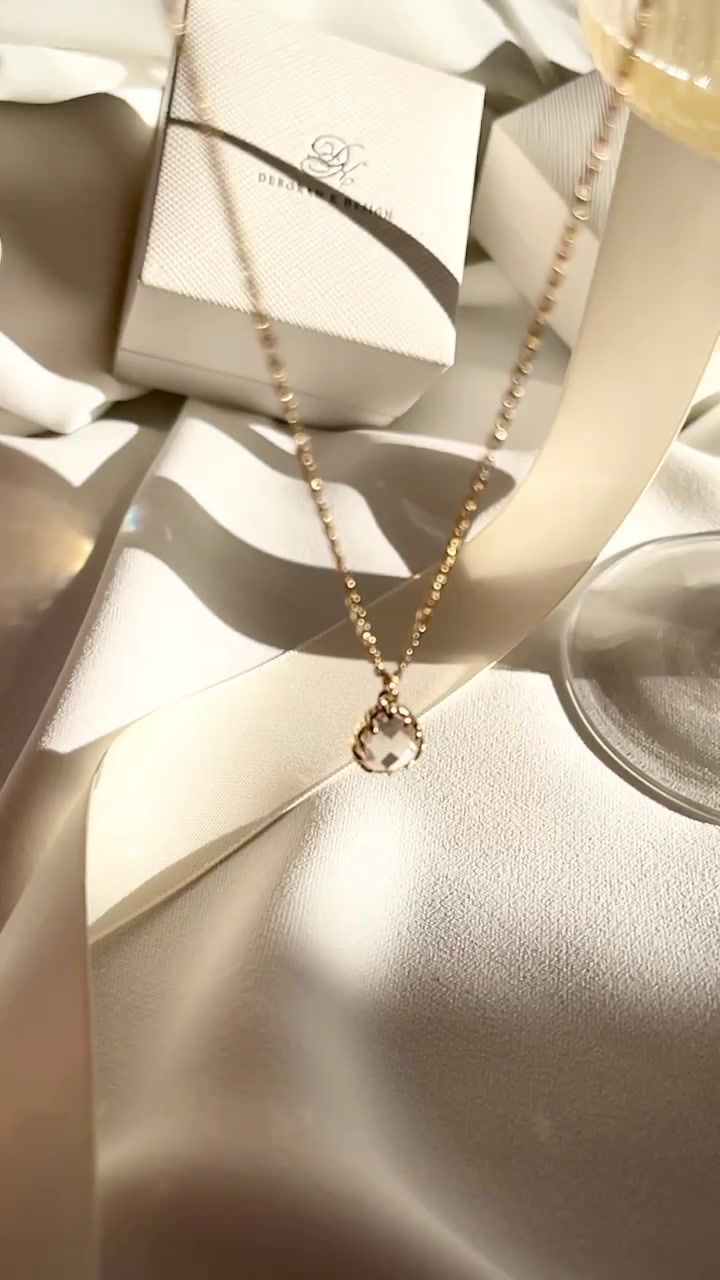 Thumbnail: Gold chain necklace with teardrop clear crystal dropper