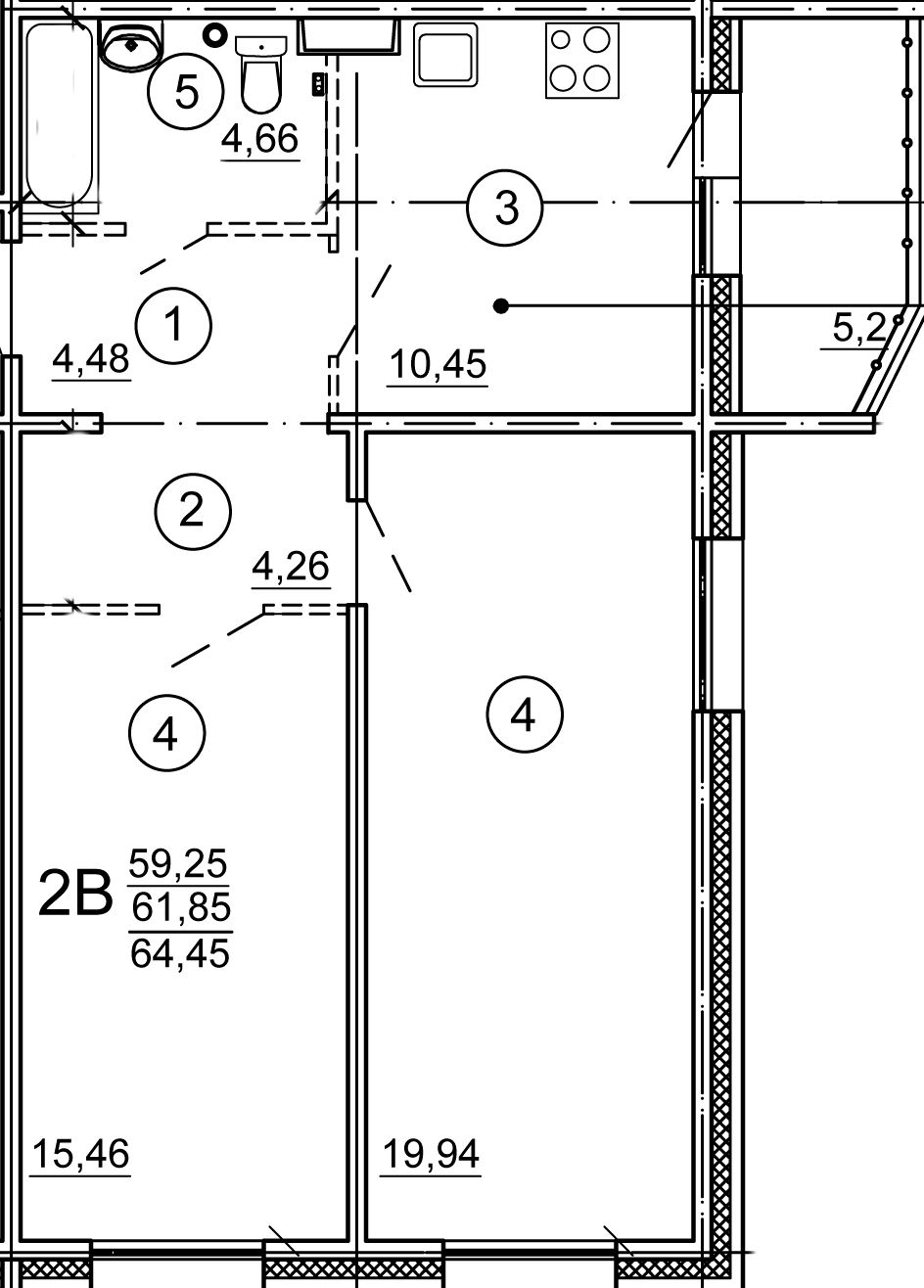 Миниатюра: 2-ком.кв.64,45 кв.м., ЖК Лесная Мелодия 2 д.116 к.3