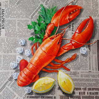 Lobster with Lemon on Ukrainian Newspaper.jpg