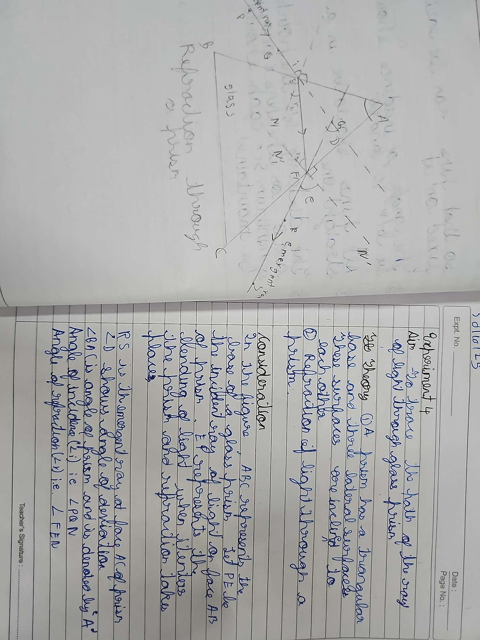 To trace the path of the ray of light through glass prism