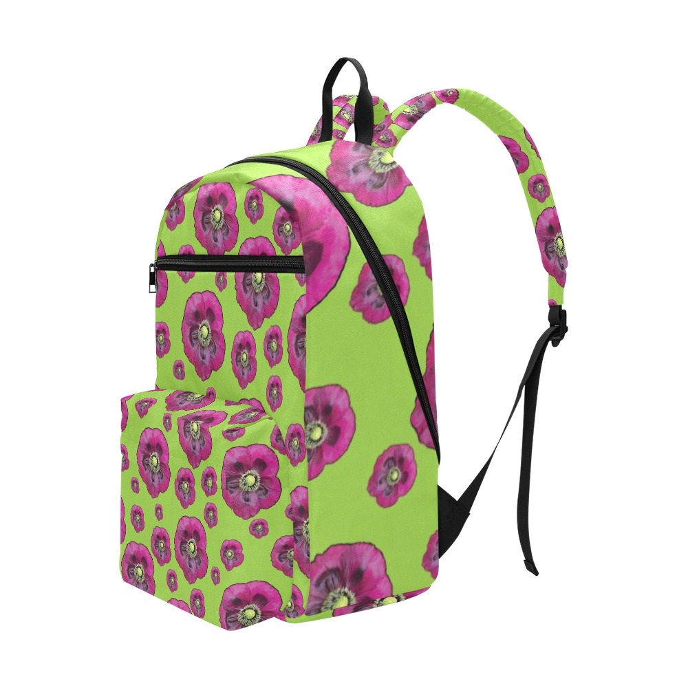 Poppies Purple/Green - Travel Backpack (Large Capacity)