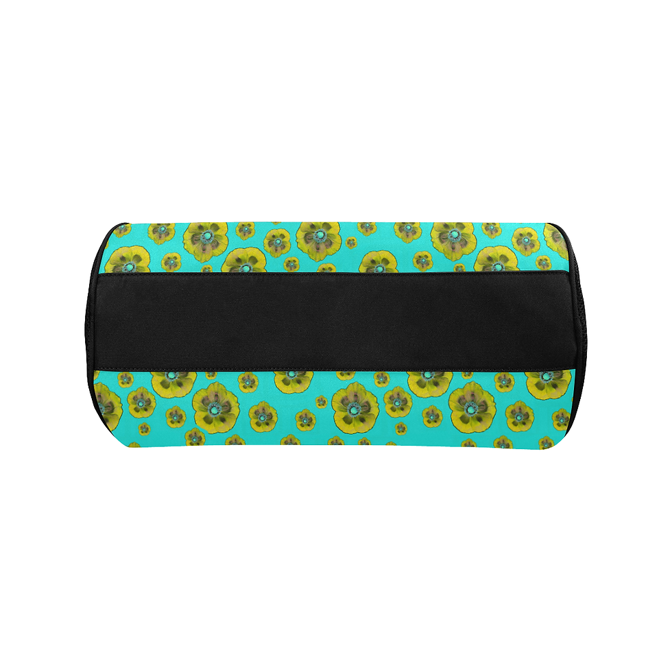 Thumbnail: Flower Power Aqua/Yellow - Gym / Workout / Camping / Travel Duffel Bag