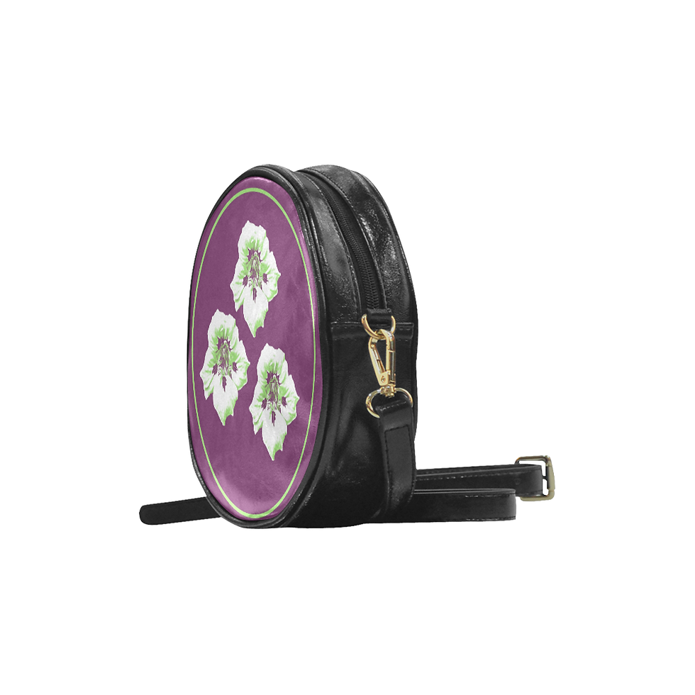 Thumbnail: Purple Nasturtium - Round Messenger Bag