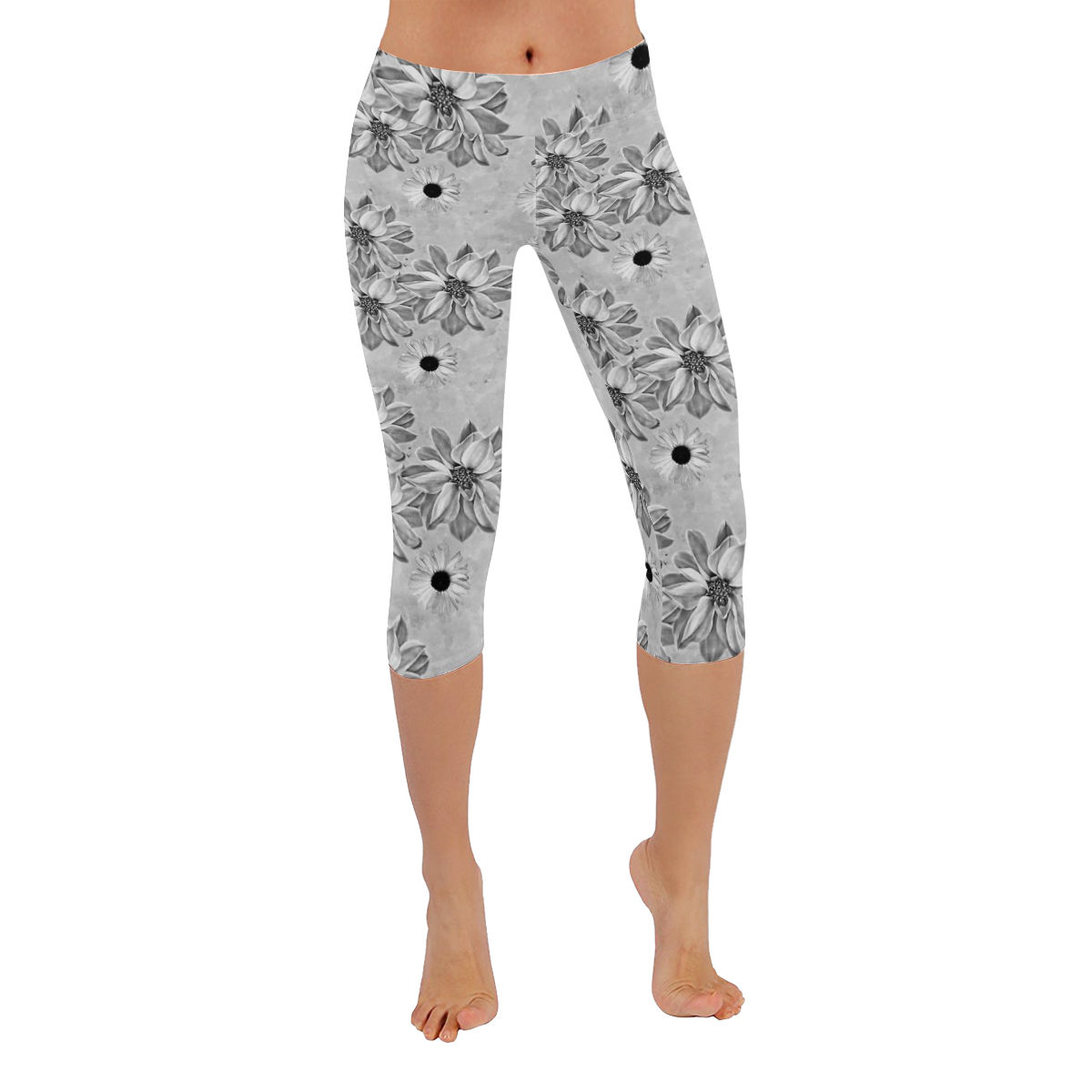 Floral Grey - Leggings 3/4