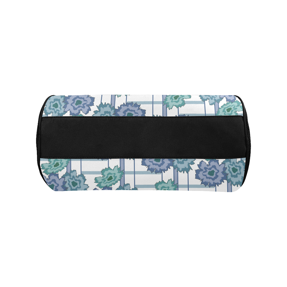 Thumbnail: Floral Frenzy - Retro - Blue & Green - Workout/Camping/Travel Duffel Bag