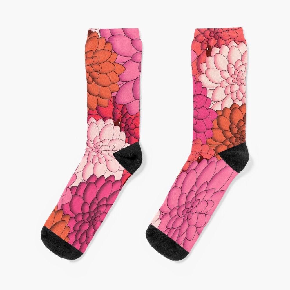 Seasons - Summer Dahlias & Grasshoppers - Socks