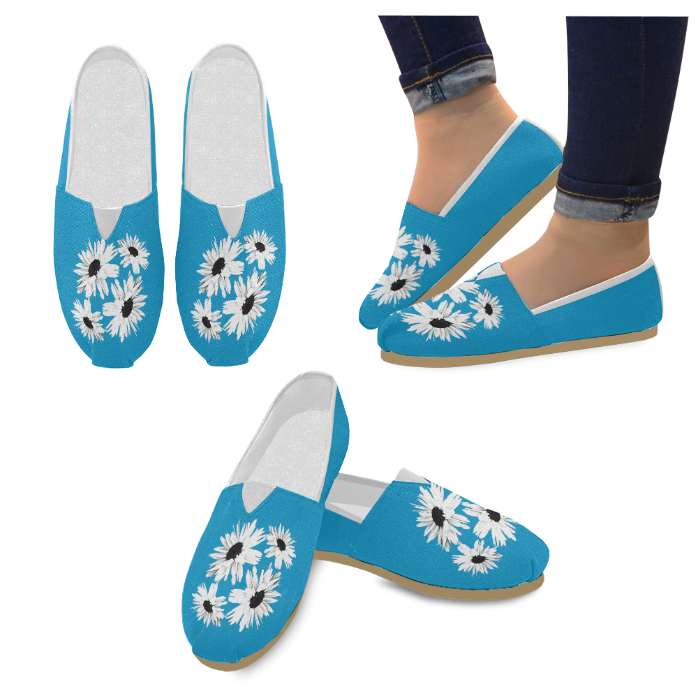 Bunch of Daisies Blue - Slip On Canvas Shoes