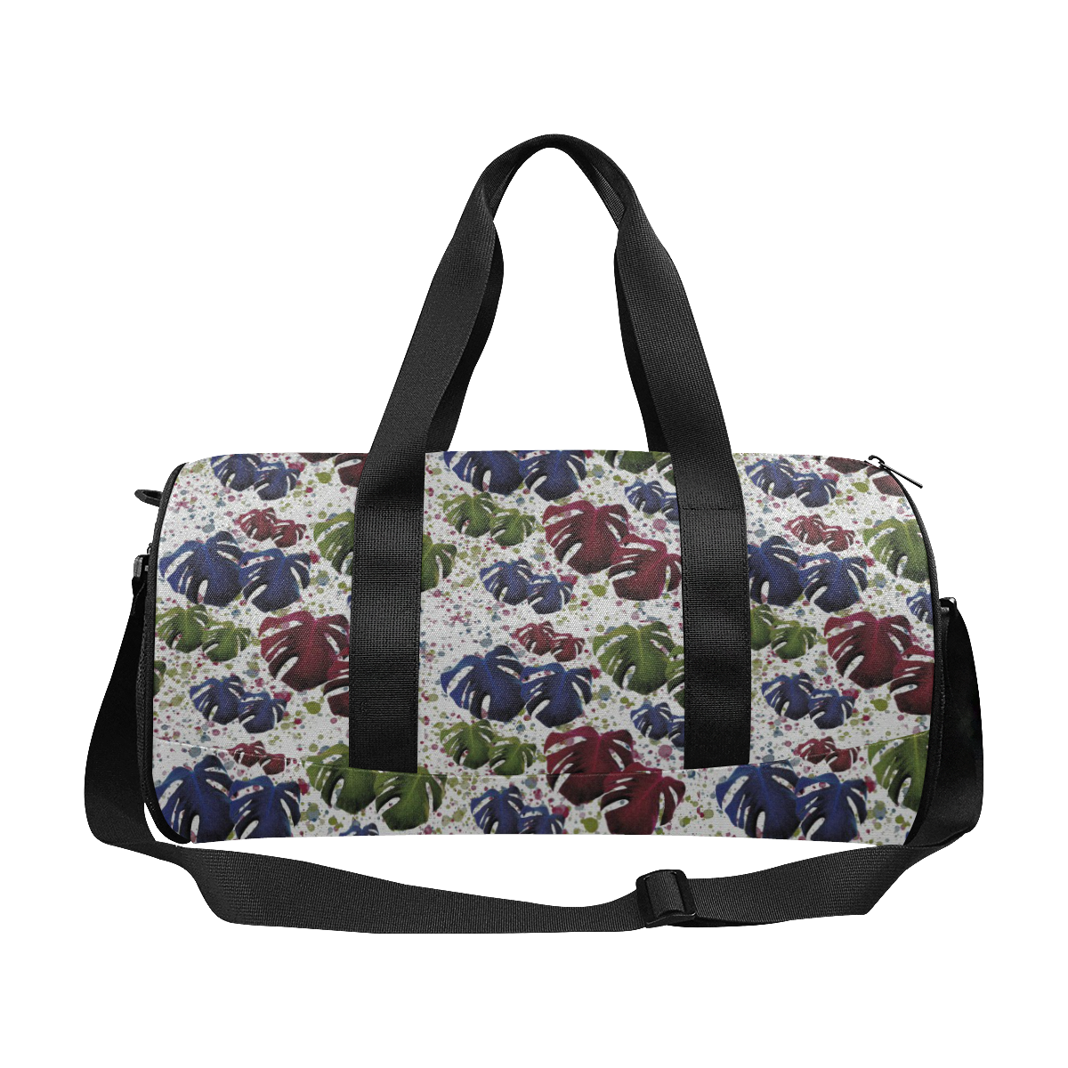 Monstera Leaves Red & Blue - Workout/Camping/Travel Duffel Bag