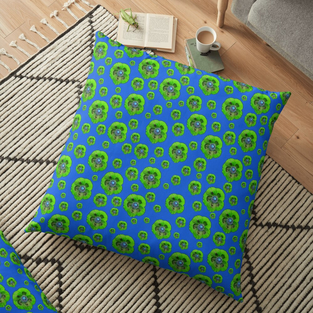 Flower Power - Blue / Green - Cushion Cover