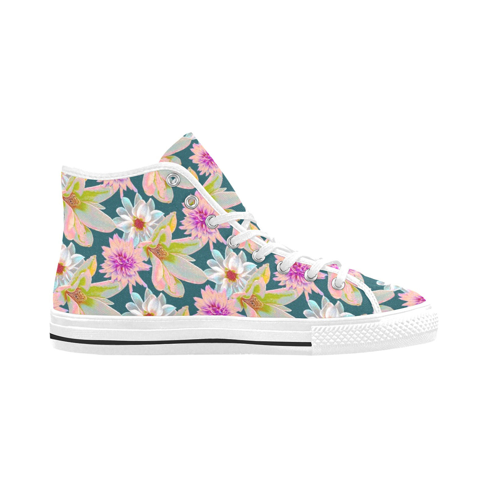 Vintage Floral - Women's High Top Canvas Sneakers
