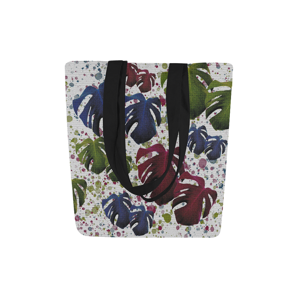 Thumbnail: Monstera Leaves Red / Blue - Tote Bag