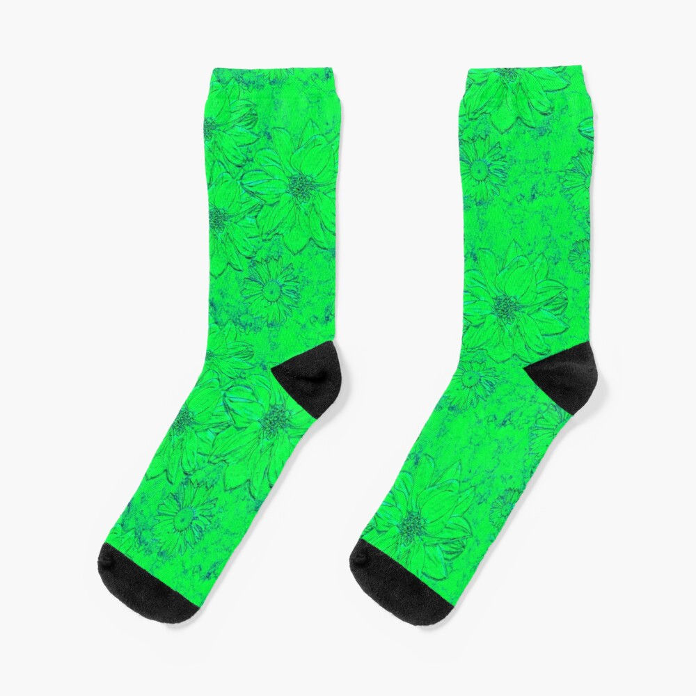 Embossed Floral Lime Green - Socks