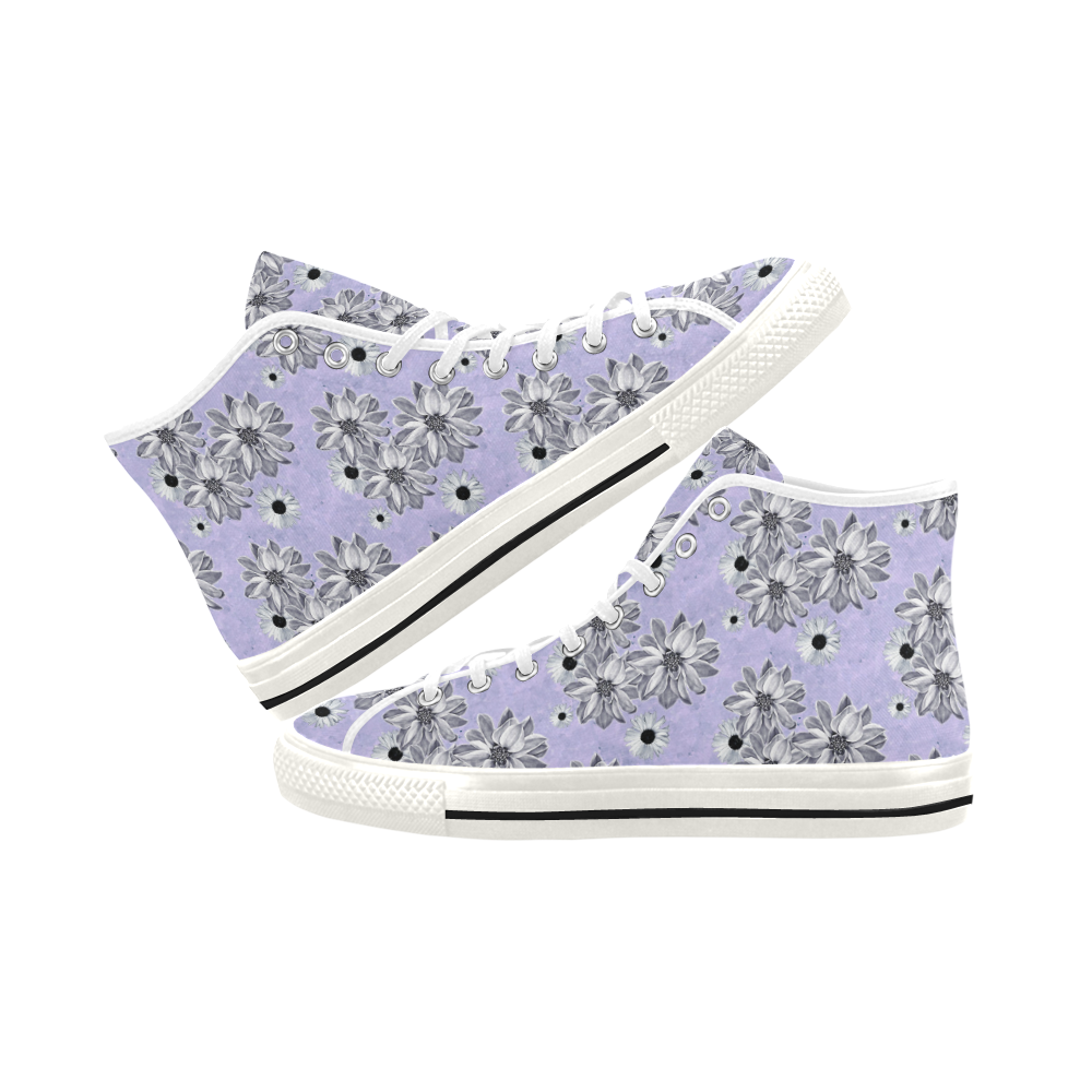 Floral Mauve - Women's High Top Canvas Sneakers