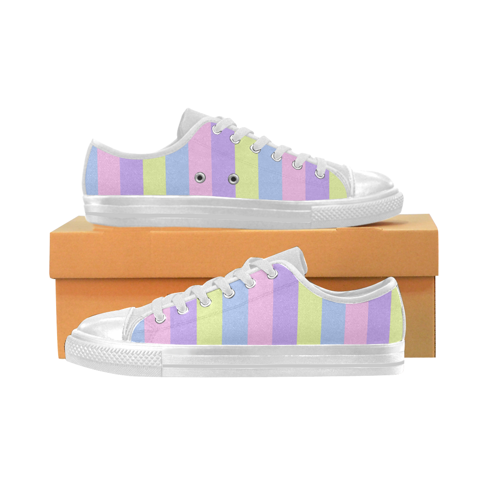 Pastel Stripes - Women's Canvas Sneakers