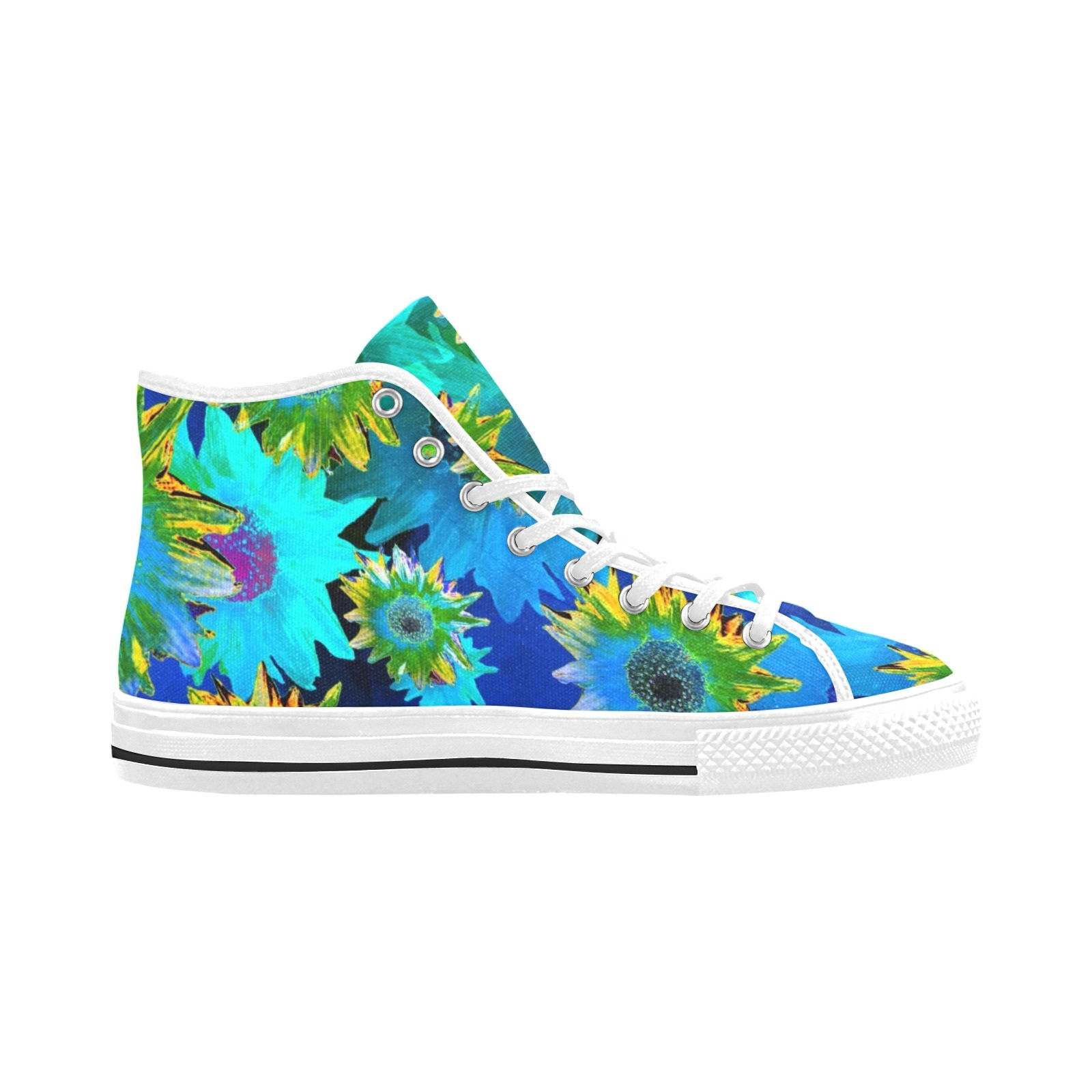 Strawflower Sizzle - Blue/Yellow - Women's High Top Canvas Sneakers