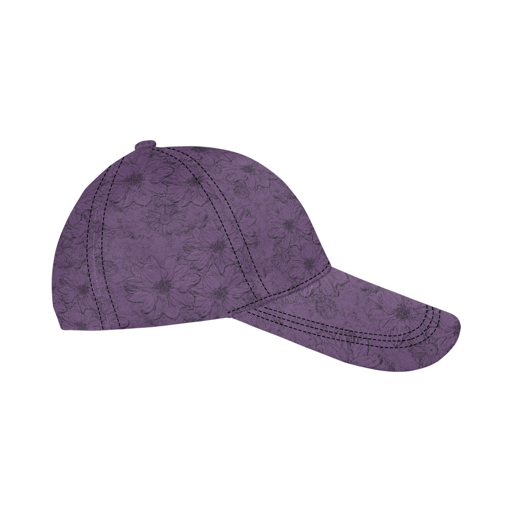 Embossed Floral Purple - Baseball Cap