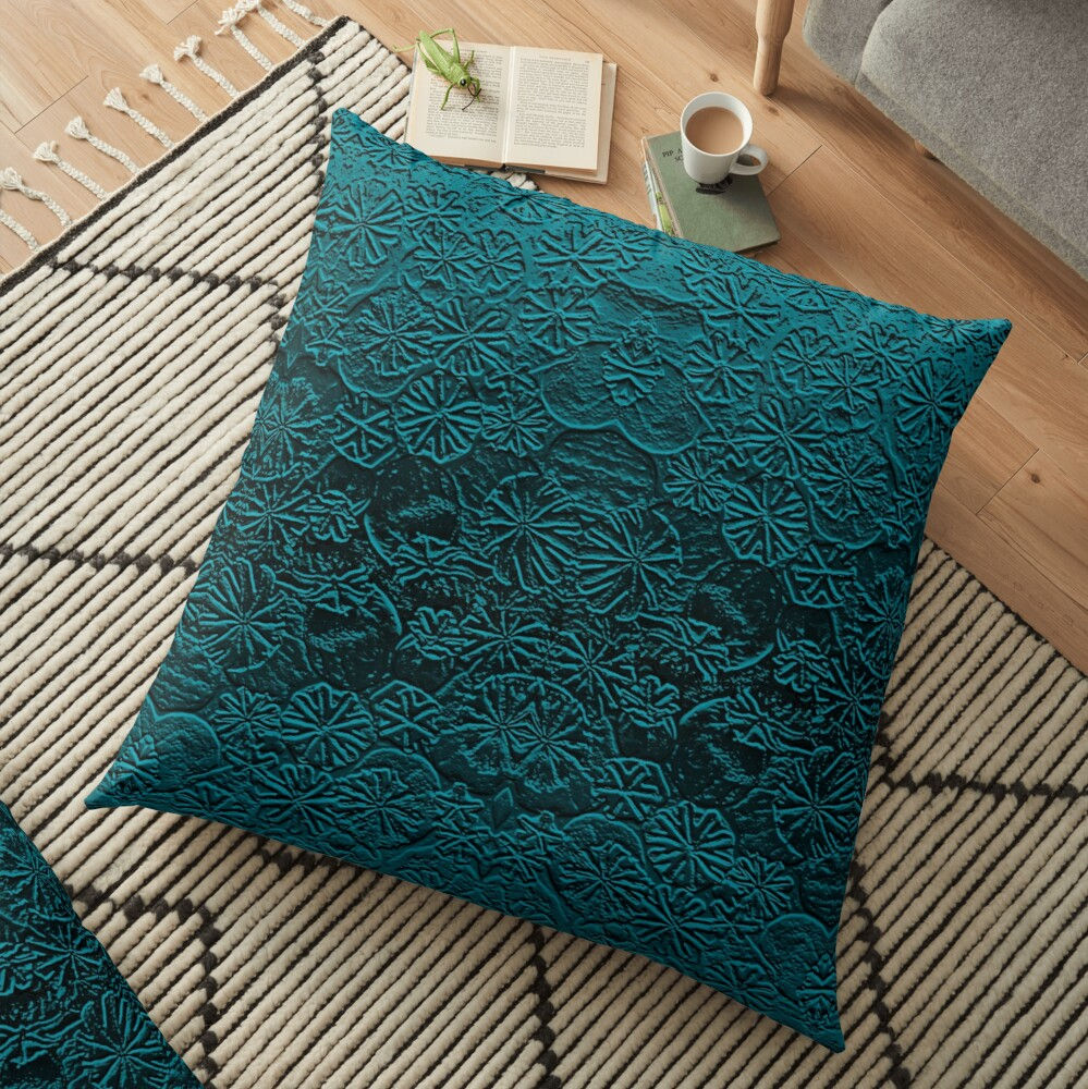 Metallic Poppies Teal - Cushion Cover