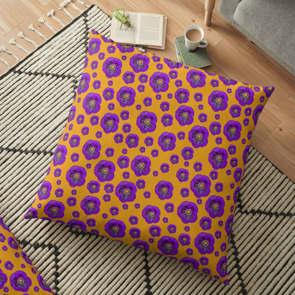 Flower Power - Orange / Purple - Cushion Cover