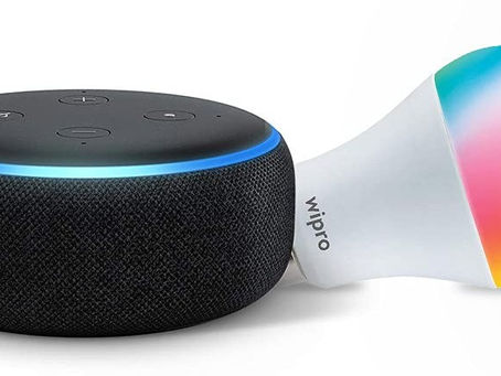 Echo Dot (3rd Gen, Black) + Wipro 9W LED Smart Color Bulb Combo - Works with Alexa - Smart Home star