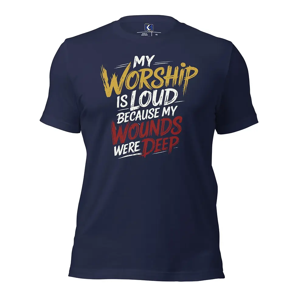 Thumbnail: My Worship Is Loud Because My Wounds Were Deep Christian streetwear shirt design
