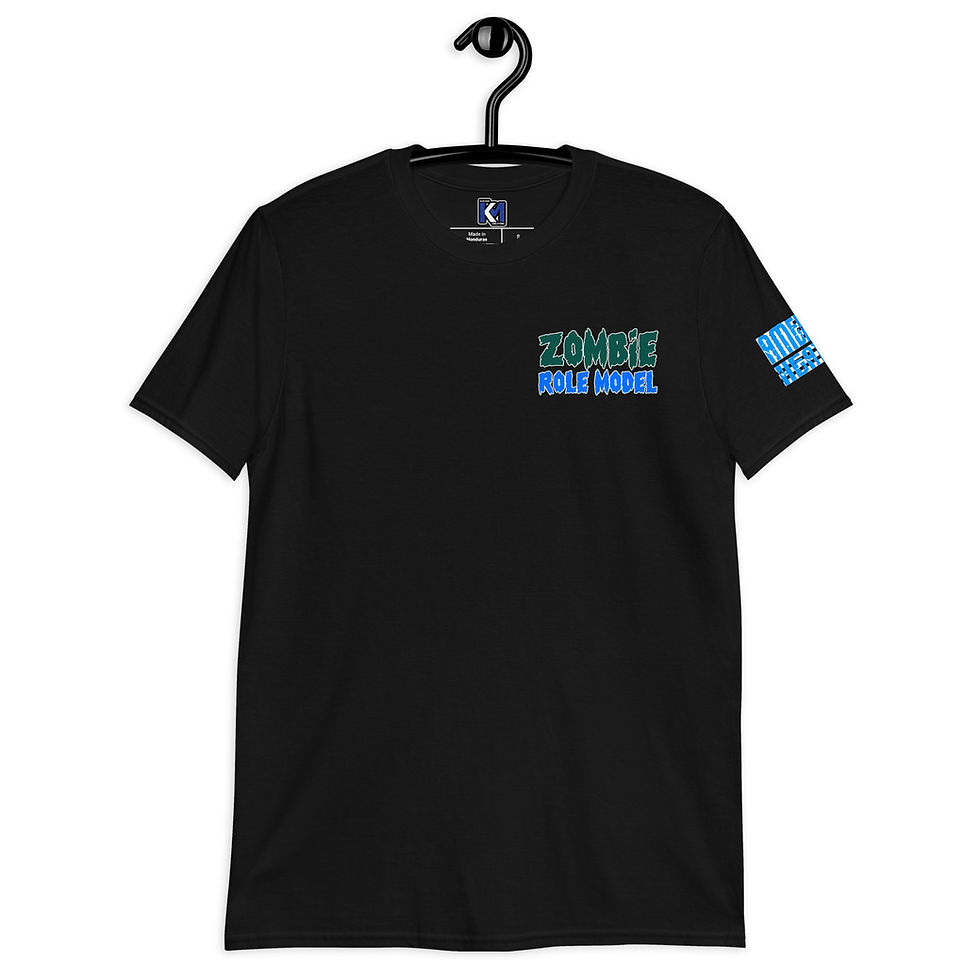 Thumbnail: On a hanger Zombie role model American Heathen DPS graphic tee diabetes awareness shirt by K&M Kustom Kreations