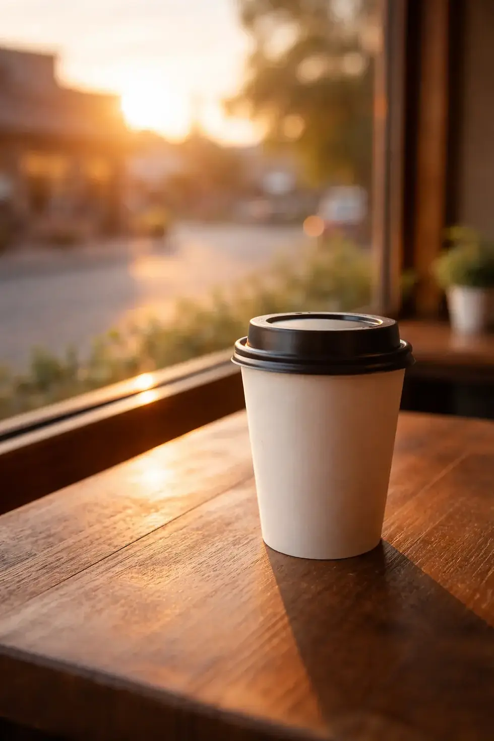 early morning coffee cup in warm sunlight representing early coffee in Joplin Missouri